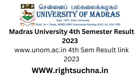 madras university 4th semester results 2023